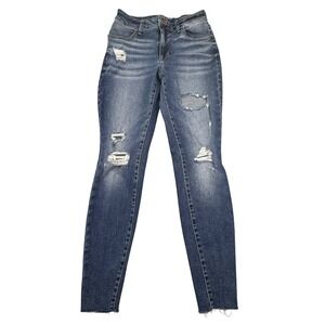 Maurices‎ Jeans Women's Size XS 25 High Rise Skinny Distressed Medium Wash Blue